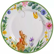 Cj.6 Pratos Rasos em Cerâmica Páscoa Easter Garden 29cm - Alleanza