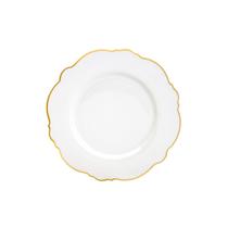 Cj 6 pratos rasos porcelana maldivas branco c/fio dourado 28 - wolff