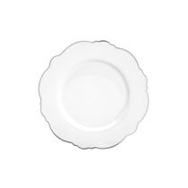 Cj.6 Pratos Rasos Porcelana Maldivas Branco Fio Prata 28cm Cj.6 Pratos Rasos Porcelana Maldivas Branco Fio Prata 28cm