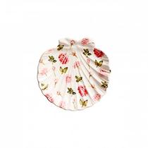 Cj.6 Pratos Sobremesa de Cerâmica Rose Shell Floral 18cm Scalla