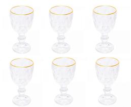 Cj 6 Taça De Licor De Vidro C/ FIO OURO DIAMOND 50ML - 2968