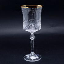 Cj. 6 Taças Agua de Cristal Lapidado com Fio Dourado 300ml - Bohemia