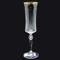 Cj.6 Taças Champagne de Cristal Lapidado c/Fio Dourado 190ml