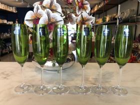 Cj 6 tacas cristal champanhe verde musgo 220ml Cj 6 tacas cristal champanhe verde musgo 220ml