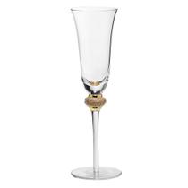 Cj 6 Taças de Champagne de Vidro Com Detalhes em Strass e Ouro