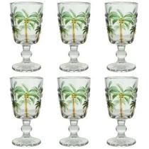 CJ 6 TAÇAS DE CRISTAL DE CHUMBO PALM HAND PAINTING 240ml CJ 6 TAÇAS DE CRISTAL DE CHUMBO PALM HAND PAINTING 240ml