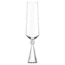 Cj.6 Taças Diamond Champanhe Vidro c/ Base Cristal Rosa 305ml