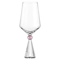 Cj.6 Taças Diamond Vidro c/ Base Cristal Detalhe Rosa 595ml