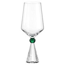 Cj.6 Taças Diamond Vidro c/ Base Cristal Detalhe Verde 595ml Cj.6 Taças Diamond Vidro c/ Base Cristal Detalhe Verde 595ml