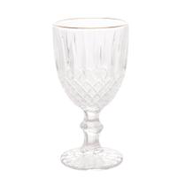Cj 6 Taças p/ Água Greek Transparente Com Fio Dourado Bon Gourmet