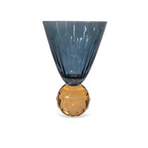 Cj.6 Taças Vidro Azul Base Cristal Esculpido Laranja 425ml BTC Cj.6 Taças Vidro Azul Base Cristal Esculpido Laranja 425ml BTC