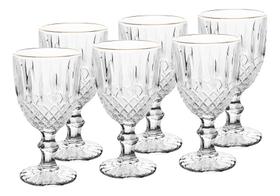 CJ 6 TACAS VIDRO P/AGUA C/FIO DOURADO GREEK 320ml CJ 6 TACAS VIDRO P/AGUA C/FIO DOURADO GREEK 320ml