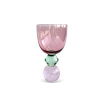 Cj.6 Taças Vidro Roxo Base Diamantada Verde e Esfera Rosa em Cristal 360ml BTC Cj.6 Taças Vidro Roxo Base Diamantada Verde e Esfera Rosa em Cristal 360ml BTC