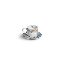 Cj.6 Xícaras Café c/Pires Cerâmica Reto Peonies 100ml Scalla