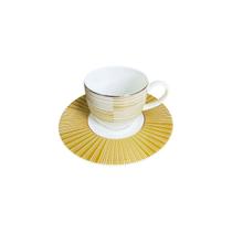 Cj.6 Xícaras Café c/ Pires Eternal Glory Porcelana Borda Ouro 100ml