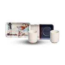 Cj.6 Xícaras Cafe c/Travessa Retangular Ceramica Caribe