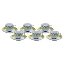 Cj. 6 Xícaras Café Com Pires Porcelana Super White Pineapple 90ml Lyor