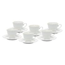 CJ 6 XICARAS CAFE PORCELANA C/PIRES MALDIVAS BRANCO C/FIO DE OURO 80ml WOLFF