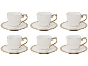 Cj 6 Xícaras Café Porcelana c/ Pires Paddy 90ml Wolff