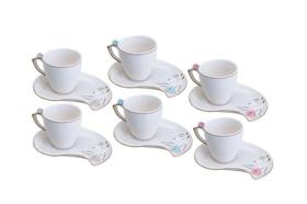 CJ 6 XICARAS CAFE PORCELANA FLOWER DESIGN PLATE COLORIDO 90ml - WOLFF