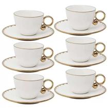 CJ 6 XICARAS CHA PORCELANA C/PIRES EGG 200ml