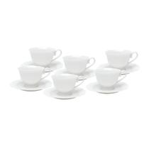 CJ 6 Xicaras chá porcelana c/pires maldivas branco 180ml