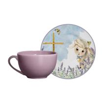 Cj 6 Xícaras de Chá com Pires Páscoa Blessed Easter Alleanza