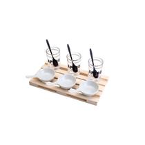 Cj bandeja c/6 molheiras e 3 colheres de aco inox Cj bandeja c/6 molheiras e 3 colheres de aco inox