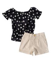 Cj bata/short linho fem