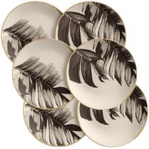 CJ C/6 Prato Raso Cerâmica Frutas Flores Água de Coco Scalla CJ C/6 Prato Raso Cerâmica Frutas Flores Água de Coco Scalla