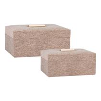 CJ CAIXAS MADEIRA REVESTIDA EM TECIDO 21x14x8 cm - 24x18x14 cm