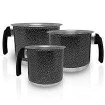 Cj canecão 3 pçs preto craquelado Cj canecão 3 pçs preto craquelado