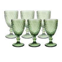 Cj com 6 tacas para agua bico de abacaxi de vidro verde 340ml 9902 r.00924