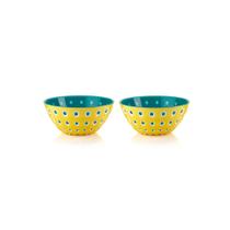 Cj de 2 bowls ø12cm em acrilico amarelo-água marinha - le murrine - guzzini Cj de 2 bowls ø12cm em acrilico amarelo-água marinha - le murrine - guzzini