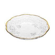 Cj de 4 prato para sobremesa new butterfly com fio de ouro 20cm cristal