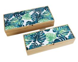 Cj. de Caixas Folhagem c/ Divisórias em Bambu 2pçs - Btc