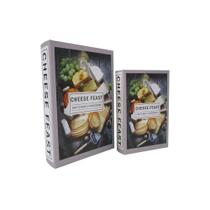 Cj de livros caixa decorativo cheese branco e cinza 2pcs