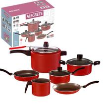 Cj De Panelas Aluminio 6 Pçs Alegrete Vermelha