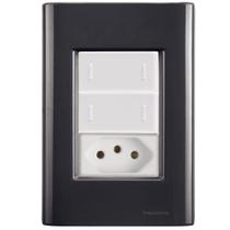 Cj Dois Interruptor Duplo e Tomada 20A Giz Grafite Tramontina completo pronto