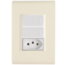 Cj Dois Interruptor Duplo e Tomada 20A Liz Bege Tramontina completo pronto