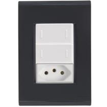 Cj Dois Interruptor Duplo e Tomada 20A Liz Grafite Tramontina completo pronto