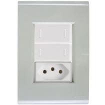 Cj Dois Interruptor Duplo e Tomada 20A Liz Verde Ardósia Tramontina completo pronto