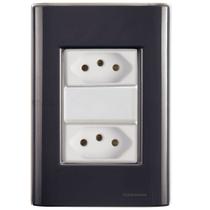 Cj Duas Tomadas Dupla 10A Giz Grafite Tramontina Completo pronto