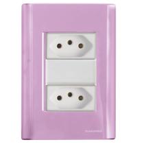 Cj Duas Tomadas Dupla 10A Giz Rosa Tramontina Completo pronto