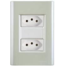 Cj Duas Tomadas Dupla 10A Giz Verde Ardósia Tramontina Completo pronto