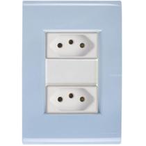 Cj Duas Tomadas Dupla 10a Liz Azul Jeans Tramontina Completo Pronto Tramontina