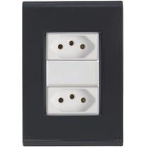 Cj Duas Tomadas Dupla 10A Liz Grafite Tramontina Completo pronto