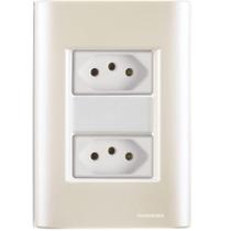 Cj Duas Tomadas Dupla 20a Giz Pérola Tramontina Completo Pronto Tramontina