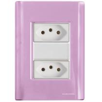 Cj Duas Tomadas Dupla 20A Giz Rosa Tramontina completo pronto