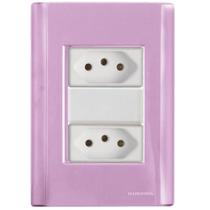 Cj Duas Tomadas Dupla 20a Giz Rosa Tramontina Completo Pronto Tramontina